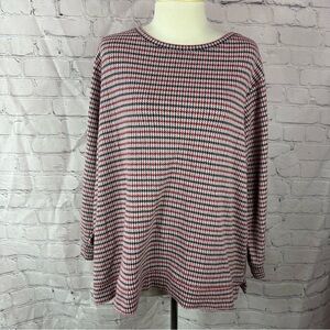 Lands' End red navy Cream Long Sleeve Boxy tunic top sz 1X cotton blend nautical